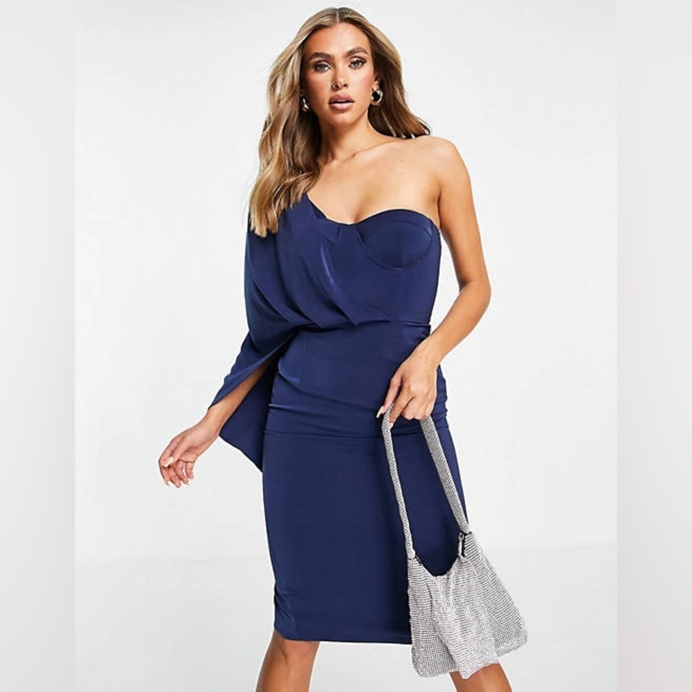 Lavish Alice Assymetrical dress in Navy